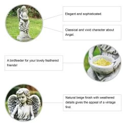 New ✨ Glitzhome® 31" Angel Garden Bird Feeder Statue 🎁 -Glitzhome Sales D600059S 8