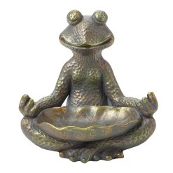 Best Pirce 💯 Glitzhome® 14" Bronze Yoga Frog Statue ✔️