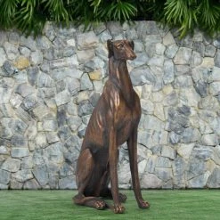 Buy 😉 Glitzhome® 30" Sitting Right Greyhound 🦮 Dog Statue 😉 -Glitzhome Sales D600070S 3