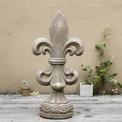 Brand new 👍 Glitzhome® 27" Standing Fleur De Lis Garden Statue 💯 -Glitzhome Sales D600071S 3