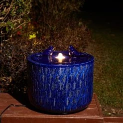 Coupon ⌛ Glitzhome® 15" LED Bird Cylindrical Ceramic Fountain 😉 -Glitzhome Sales D600492S 3