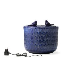 Coupon ⌛ Glitzhome® 15" LED Bird Cylindrical Ceramic Fountain 😉 -Glitzhome Sales D600492S 5