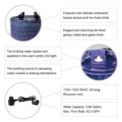 Coupon ⌛ Glitzhome® 15" LED Bird Cylindrical Ceramic Fountain 😉 -Glitzhome Sales D600492S 8