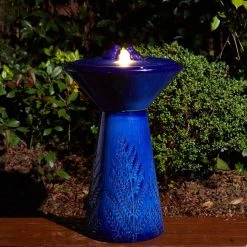Cheapest 🛒 Glitzhome® 27.5" LED Bird Pedestal Ceramic Fountain ⭐ -Glitzhome Sales D600494S 3
