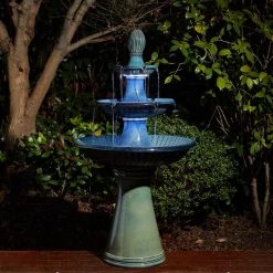 Deals 🛒 Glitzhome® 45" 3-Tier Ceramic Outdoor Fountain 👏 -Glitzhome Sales D600497S 3