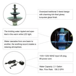 Deals 🛒 Glitzhome® 45" 3-Tier Ceramic Outdoor Fountain 👏 -Glitzhome Sales D600497S 7