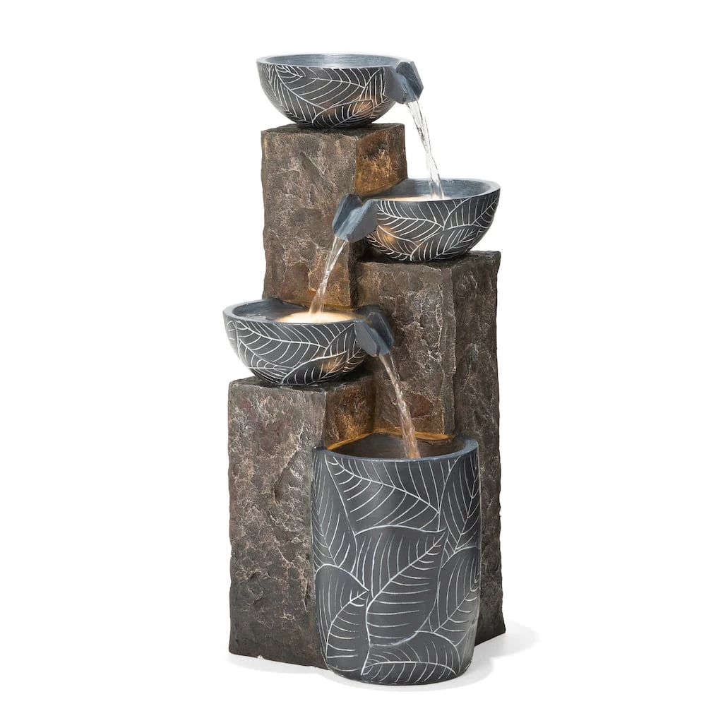 Buy π Glitzhome® 33" Natural Leaf Textured 4-Tier Outdoor Fountain β¨ 3 Buy π Glitzhome® 33" Natural Leaf Textured 4-Tier Outdoor Fountain β¨