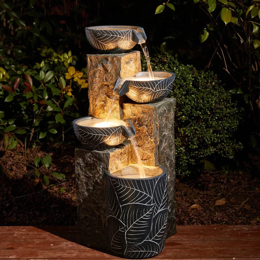 Buy π Glitzhome® 33" Natural Leaf Textured 4-Tier Outdoor Fountain β¨ 4 Buy π Glitzhome® 33" Natural Leaf Textured 4-Tier Outdoor Fountain β¨ - Image 2