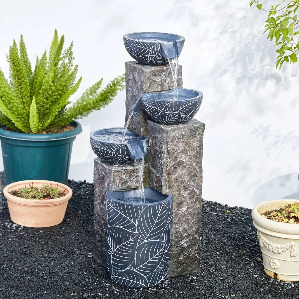 Buy π Glitzhome® 33" Natural Leaf Textured 4-Tier Outdoor Fountain β¨ 5 Buy π Glitzhome® 33" Natural Leaf Textured 4-Tier Outdoor Fountain β¨ - Image 3