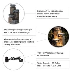 Buy π Glitzhome® 33" Natural Leaf Textured 4-Tier Outdoor Fountain β¨ 13 Buy π Glitzhome® 33" Natural Leaf Textured 4-Tier Outdoor Fountain β¨ -Glitzhome Sales D600498S 4