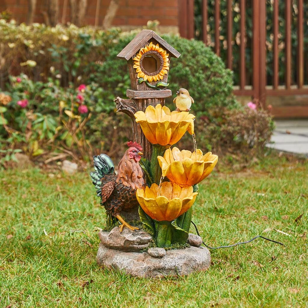 Flash Sale ⌛ Glitzhome® 28.5" Farmhouse Sunflowers & Birdhouse Outdoor Fountain ❤️ 4 Flash Sale ⌛ Glitzhome® 28.5" Farmhouse Sunflowers & Birdhouse Outdoor Fountain ❤️ - Image 2