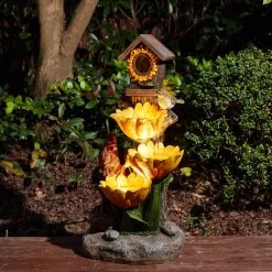 Flash Sale ⌛ Glitzhome® 28.5" Farmhouse Sunflowers & Birdhouse Outdoor Fountain ❤️ 12 Flash Sale ⌛ Glitzhome® 28.5" Farmhouse Sunflowers & Birdhouse Outdoor Fountain ❤️ -Glitzhome Sales D600499S 3