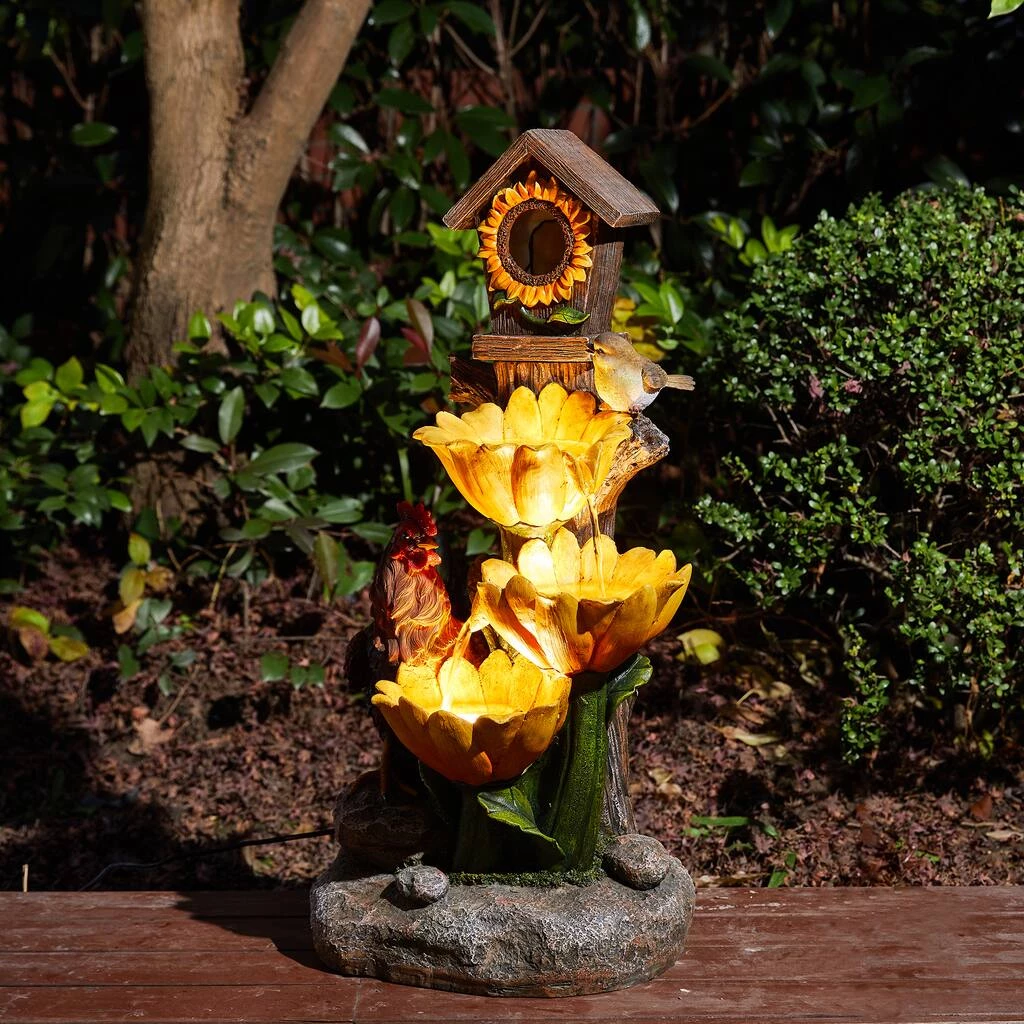 Flash Sale ⌛ Glitzhome® 28.5" Farmhouse Sunflowers & Birdhouse Outdoor Fountain ❤️ 5 Flash Sale ⌛ Glitzhome® 28.5" Farmhouse Sunflowers & Birdhouse Outdoor Fountain ❤️ - Image 3