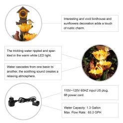 Flash Sale ⌛ Glitzhome® 28.5" Farmhouse Sunflowers & Birdhouse Outdoor Fountain ❤️ 13 Flash Sale ⌛ Glitzhome® 28.5" Farmhouse Sunflowers & Birdhouse Outdoor Fountain ❤️ -Glitzhome Sales D600499S 4