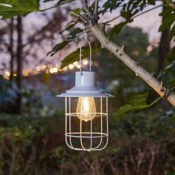 Hot Sale 😍 Glitzhome® 10" Wire Solar Powered Outdoor Hanging Lantern 😍 -Glitzhome Sales D600504S 3