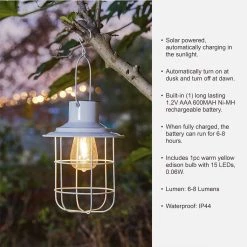 Hot Sale 😍 Glitzhome® 10" Wire Solar Powered Outdoor Hanging Lantern 😍 -Glitzhome Sales D600504S 5