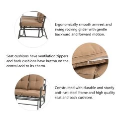 Best reviews of ✨ Glitzhome® Outdoor Patio Loveseat Glider Chair 🔥 -Glitzhome Sales D620443S 5
