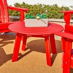Promo 😍 Glitzhome® 32" Red Round Outdoor Coffee Table 🎁 -Glitzhome Sales D620459S 4