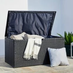 Best Pirce ❤️ Glitzhome® Outdoor Patio Oversized All-Weather Wicker Storage Trunk 👏 -Glitzhome Sales D620721S 3
