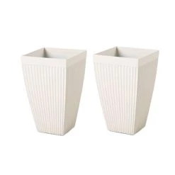 Best Pirce 🛒 Glitzhome® 23" Eco-Friendly Oversized Faux Concrete Square Fluted Pot Planters, 2ct. 👏 -Glitzhome Sales D622965S 1
