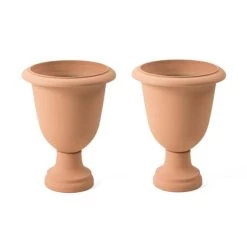 Budget 🧨 Glitzhome® 21.5" Eco-Friendly Oversized Faux Terrazzo Goblet Planters, 2ct. 😀 -Glitzhome Sales D622967S 1