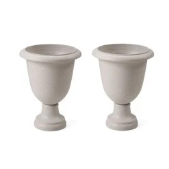 Budget 🧨 Glitzhome® 21.5" Eco-Friendly Oversized Faux Terrazzo Goblet Planters, 2ct. 😀 -Glitzhome Sales D622968S 1