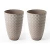 New 💯 Glitzhome® Eco-Friendly Oversized Faux Sand Beige Ceramic Tall Bowl Plastic Pot Planter Set 🎉 -Glitzhome Sales D622971S 1