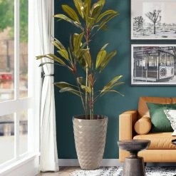 New 💯 Glitzhome® Eco-Friendly Oversized Faux Sand Beige Ceramic Tall Bowl Plastic Pot Planter Set 🎉 -Glitzhome Sales D622971S 4