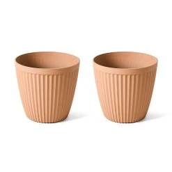 Best Pirce 😀 Glitzhome® Eco-Friendly Oversized Terra Cotta Round Plastic Fluted Pot Planter Set 🧨