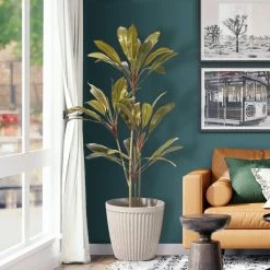 Deals 🤩 Glitzhome® Eco-Friendly Oversized Sand Beige Terrazzo Round Plastic Fluted Pot Planter Set 🎁 -Glitzhome Sales D622974S 4