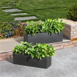 Top 10 ❤️ Glitzhome® Eco-Friendly Oversized Faux Marble Rectangle Plastic Planter Set 🔔 -Glitzhome Sales D622975S 2