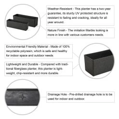 Top 10 ❤️ Glitzhome® Eco-Friendly Oversized Faux Marble Rectangle Plastic Planter Set 🔔 -Glitzhome Sales D622975S 3