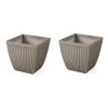 Promo 🛒 Glitzhome® Eco-Friendly Oversized Faux Concrete Square Plastic Fluted Pot Planter Set ⌛ -Glitzhome Sales D622976S 1