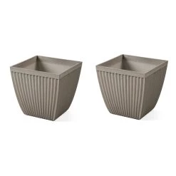 Promo π Glitzhome® Eco-Friendly Oversized Faux Concrete Square Plastic Fluted Pot Planter Set β