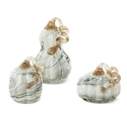 Best Pirce 🥰 Glitzhome® Gray Marble Glass Pumpkin & Gourd Set 💯 -Glitzhome Sales D624705S 5