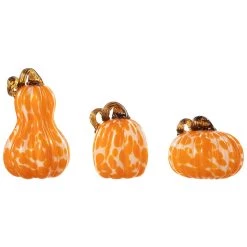 New π― Glitzhome® Orange Glass Pumpkin & Gourd Set π