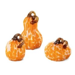 New 💯 Glitzhome® Orange Glass Pumpkin & Gourd Set 🌟 -Glitzhome Sales D624706S 5