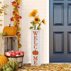 Budget 🎉 Glitzhome® 30" Fall & 👪 Thanksgiving Double Sided Whitewashed Box Porch Sign ❤️ -Glitzhome Sales D624708S 2