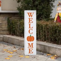Budget 🎉 Glitzhome® 30" Fall & 👪 Thanksgiving Double Sided Whitewashed Box Porch Sign ❤️ -Glitzhome Sales D624708S 4
