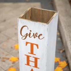 Budget 🎉 Glitzhome® 30" Fall & 👪 Thanksgiving Double Sided Whitewashed Box Porch Sign ❤️ -Glitzhome Sales D624708S 6