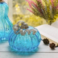 Budget ๐คฉ Glitzhome® Blue Glass Pumpkin Set ๐ฅ 13 Budget ๐คฉ Glitzhome® Blue Glass Pumpkin Set ๐ฅ -Glitzhome Sales D624709S 4
