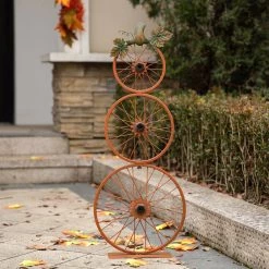 Flash Sale 🛒 Glitzhome® 33.25" Fall Metal Bicycle Wheel Pumpkin Porch Décor 🎉 -Glitzhome Sales D624713S 4