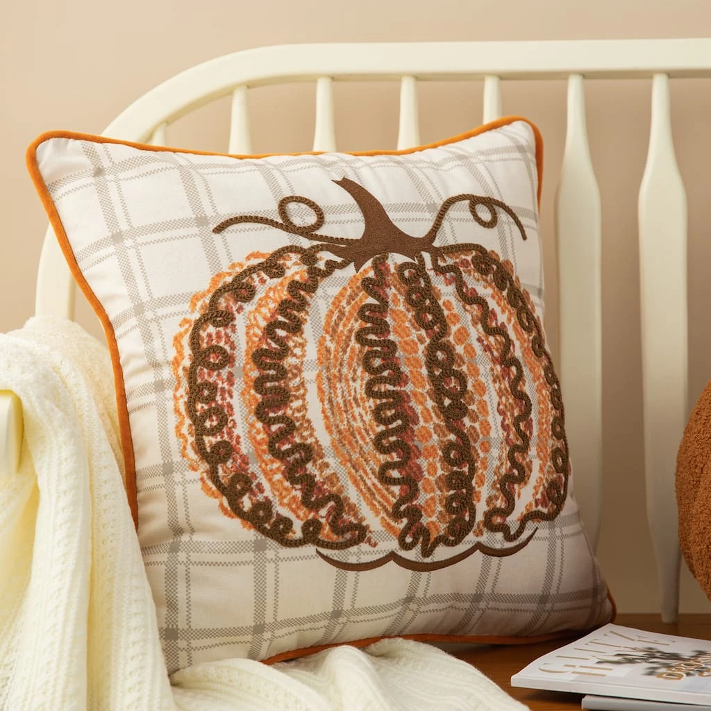 Buy π Glitzhome® 18" Fall Embroidered Pumpkin Pillow Cover π 5 Buy π Glitzhome® 18" Fall Embroidered Pumpkin Pillow Cover π - Image 3