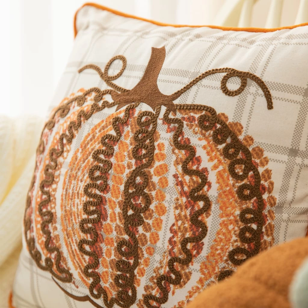 Buy π Glitzhome® 18" Fall Embroidered Pumpkin Pillow Cover π 6 Buy π Glitzhome® 18" Fall Embroidered Pumpkin Pillow Cover π - Image 4