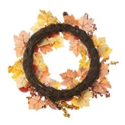 Budget π₯ Glitzhome® 24" Apple Berry Leaf Wreath π 14 Budget π₯ Glitzhome® 24" Apple Berry Leaf Wreath π -Glitzhome Sales D624728S 6