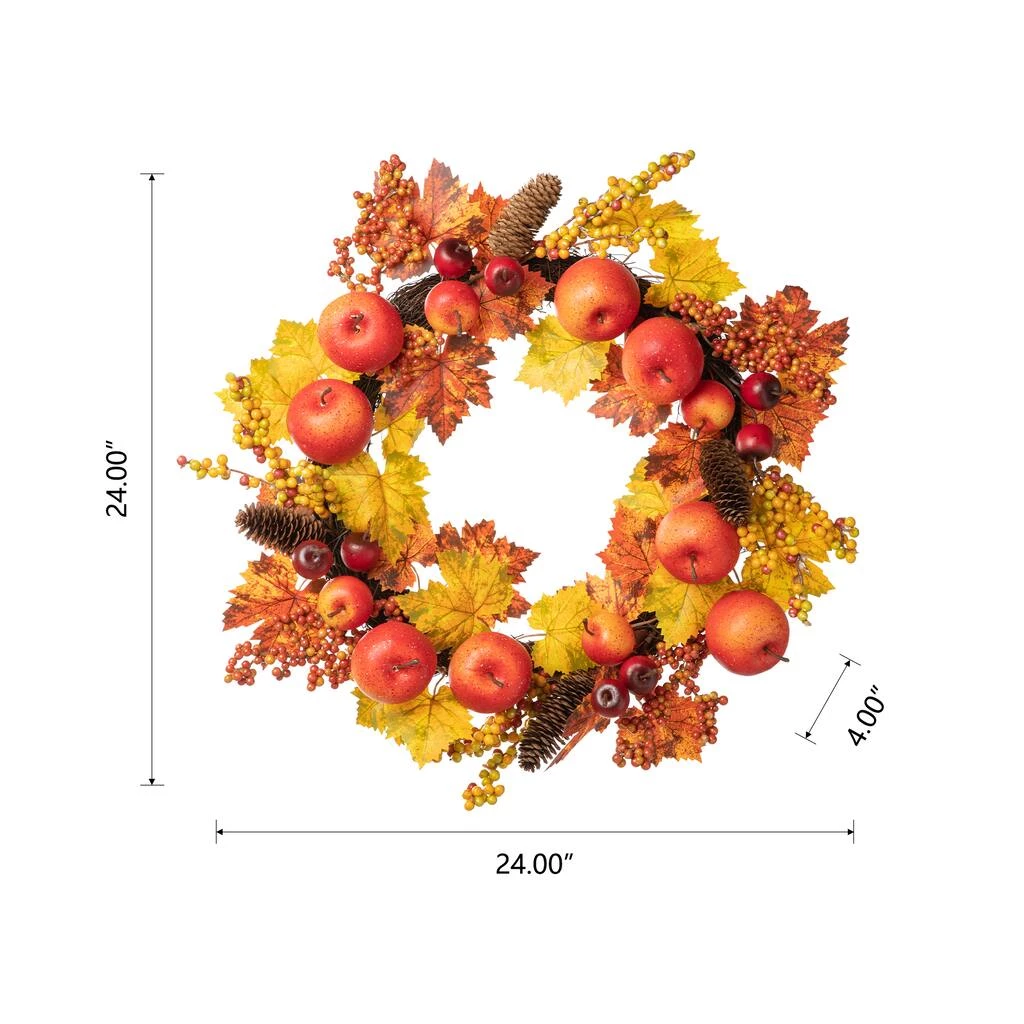 Budget π₯ Glitzhome® 24" Apple Berry Leaf Wreath π 9 Budget π₯ Glitzhome® 24" Apple Berry Leaf Wreath π - Image 7