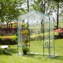 Hot Sale 👏 Glitzhome® 6.3ft.Walk-In 3-Tier 6 Shelf Greenhouse 👏 -Glitzhome Sales D644670S 2