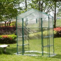 Hot Sale 👏 Glitzhome® 6.3ft.Walk-In 3-Tier 6 Shelf Greenhouse 👏 -Glitzhome Sales D644670S 3