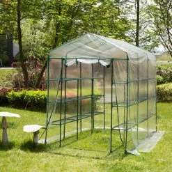 Best deal 🎁 Glitzhome® 7ft. Walk-In 3-Tier 18-Shelf Greenhouse 🎉 -Glitzhome Sales D644671S 3