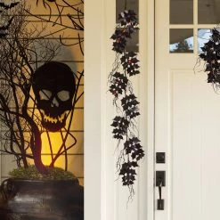 Cheap 🛒 Glitzhome® Lighted 🎃 Halloween Bat Garland & Wreath Set 💯 -Glitzhome Sales D645641S 5
